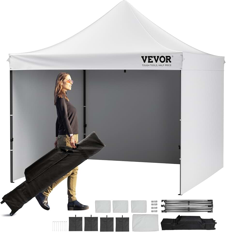 VEVOR - Pop-up Tonnelle - 304,8x304,8 cm - UV résistant, étanche, parois amovibles, sac à roulettes