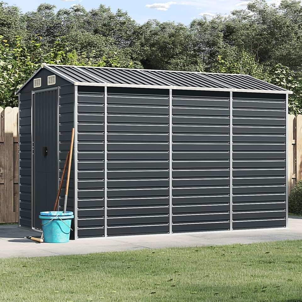 LAPOOH Abri de Jardin Anthracite 191x300x198 cm Acier galvanisé,Abris De Jardin,Abri De Stockage pour Jardin,Abri D'Outils De Jardin
