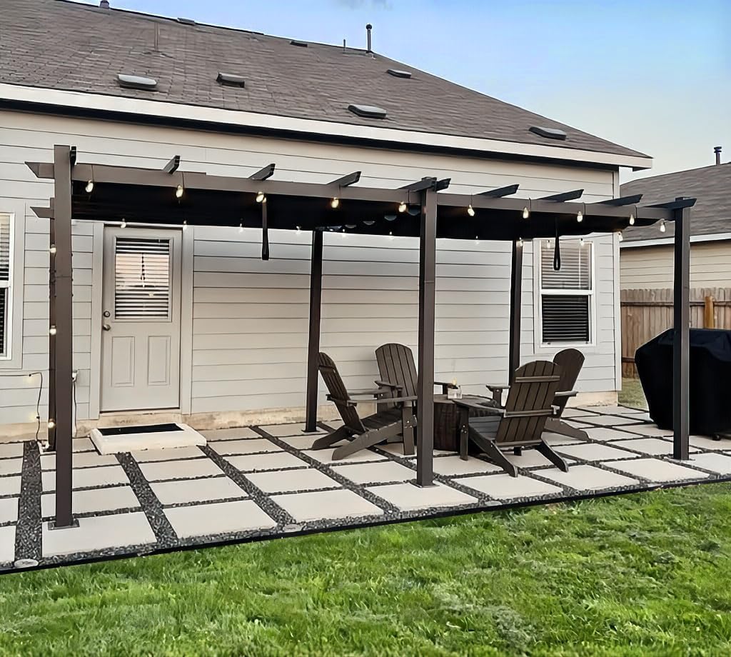 PURPLE LEAF - pergola aluminium - 5,5x3 m - toit coulissant, tissu teint