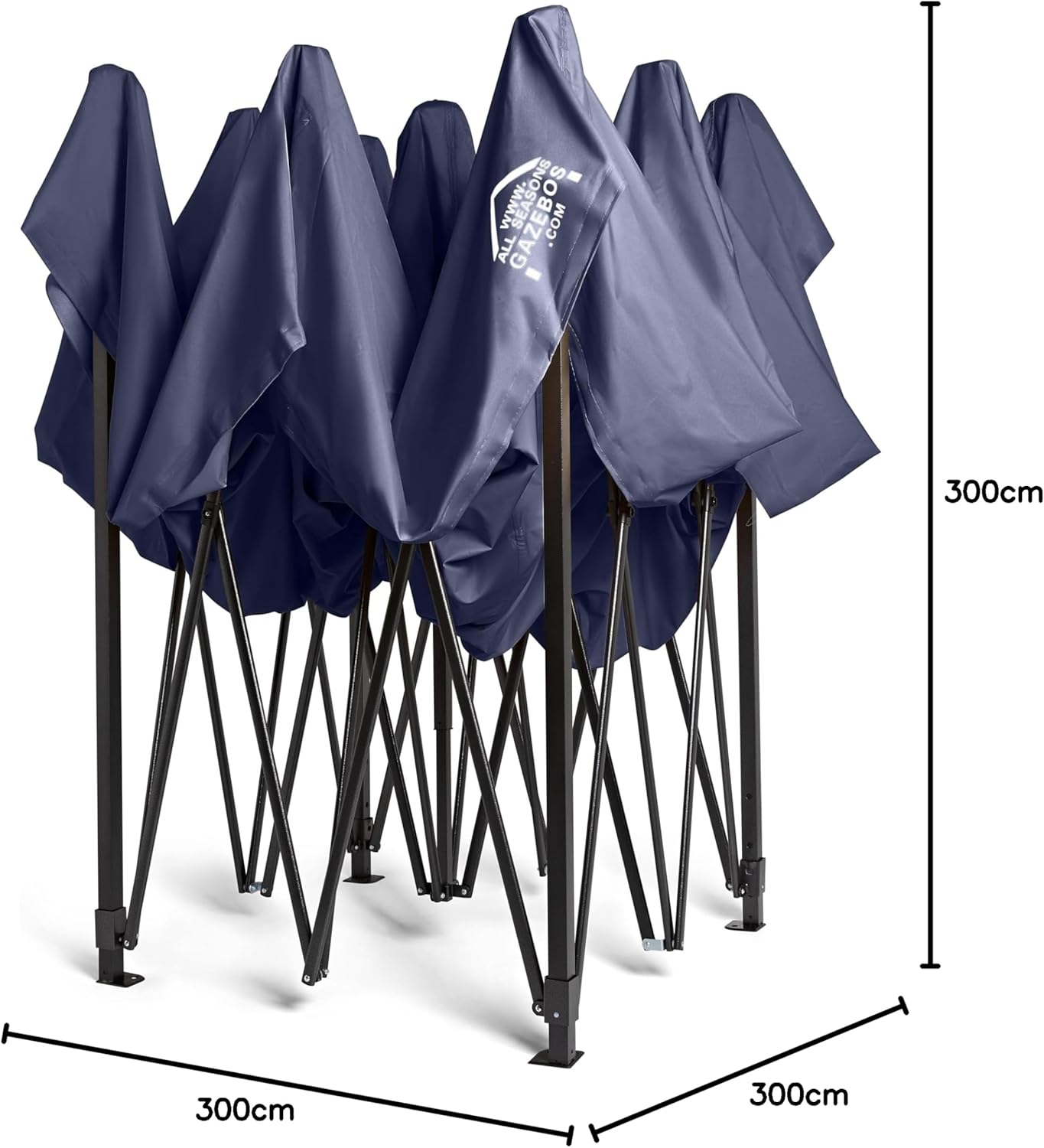 All Seasons Gazebos - Tonnelle Pliante Série - 3x3m - Étanche, robuste, haute qualité, Bleu Marine