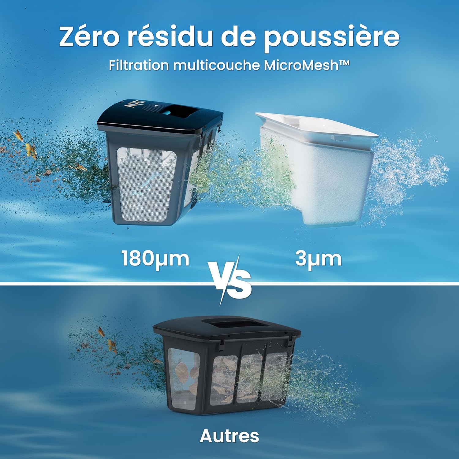 AIPER - Scuba V3 - 200 m² - Robot piscine IA, sans fil, filtre 3μm, fond et parois V3