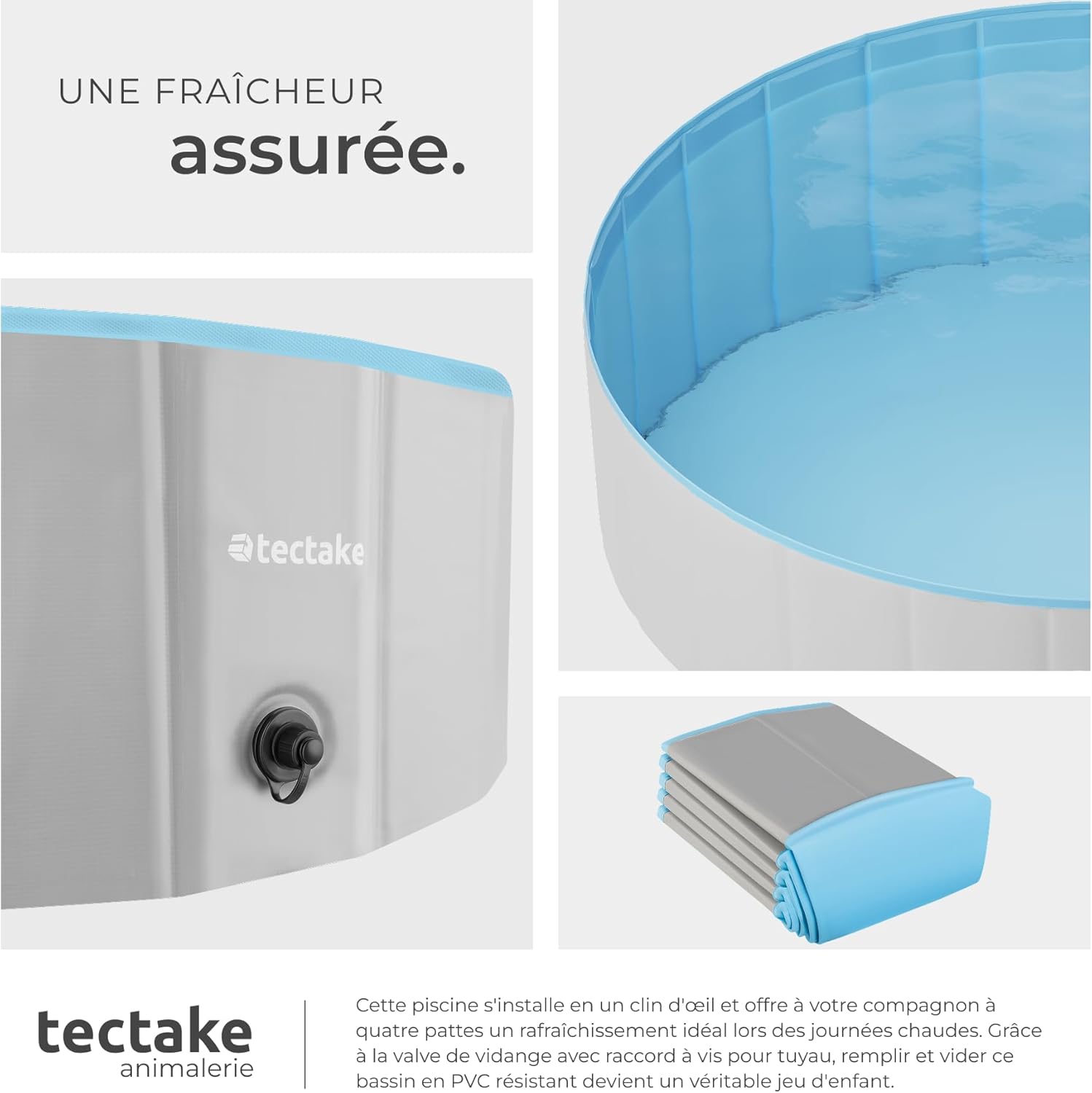 tectake® Piscine pour Chien Piscines a Balle Piscine autoportée Pliable Ø120cm Jeu Exterieur & intérieur pour Chien & Chat Jouet pour Chiens Jeux d'eau Jardin Salon