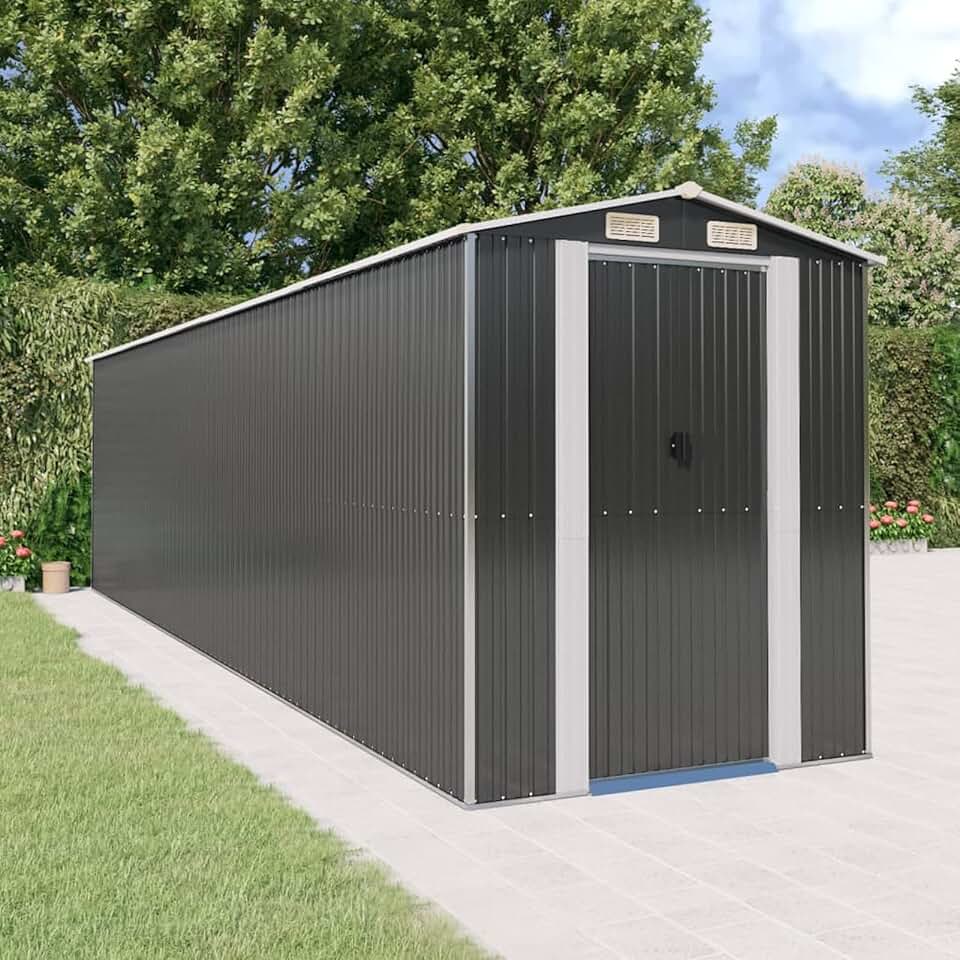ShGaxin Abri de jardin, abris pour parcelles, abris de jardin, abri de jardin extérieur, maisons préfabriquées, acier galvanisé anthracite 192 x 772 x 223 cm