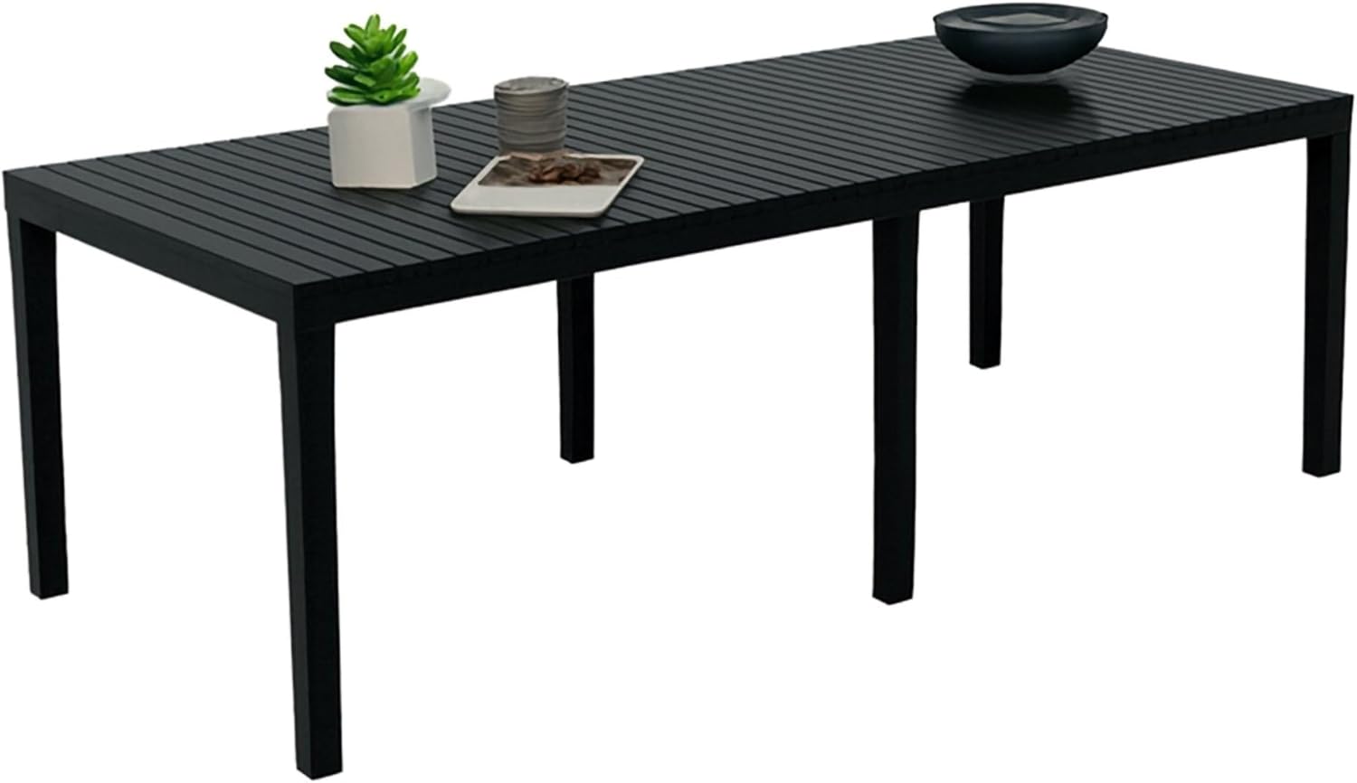 Dmora - Susa série - 150x90x72 cm - table extensible de jardin anthracite