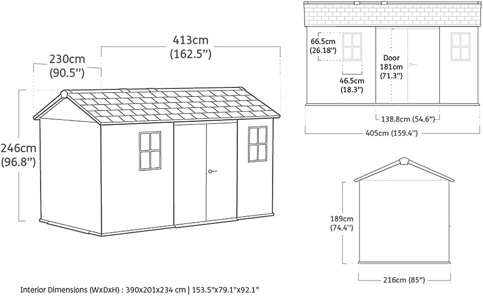 Keter Newton Plus Abri de jardin extérieur, résine Evotech, aspect bois, avec fenêtres, lucarne et peut être fermé (7513)