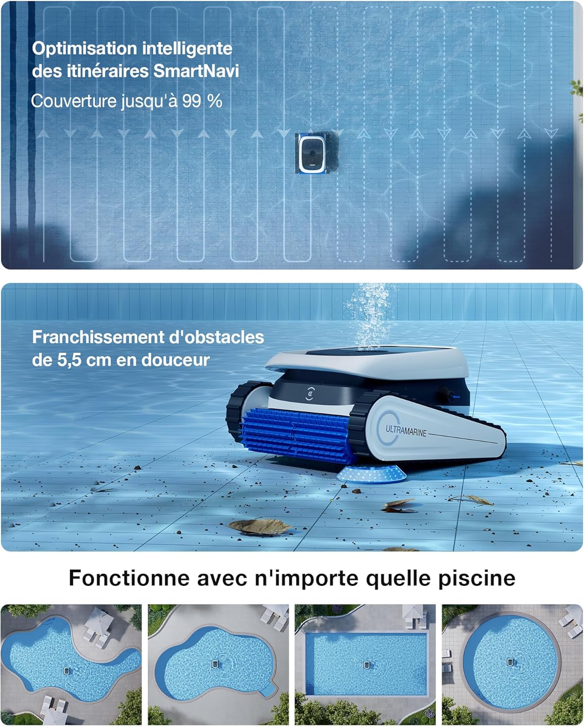 ECOVACS - Ultramarine P1 - 180 m² - 180 min, 300 L/min, filtration double, SmartNavi