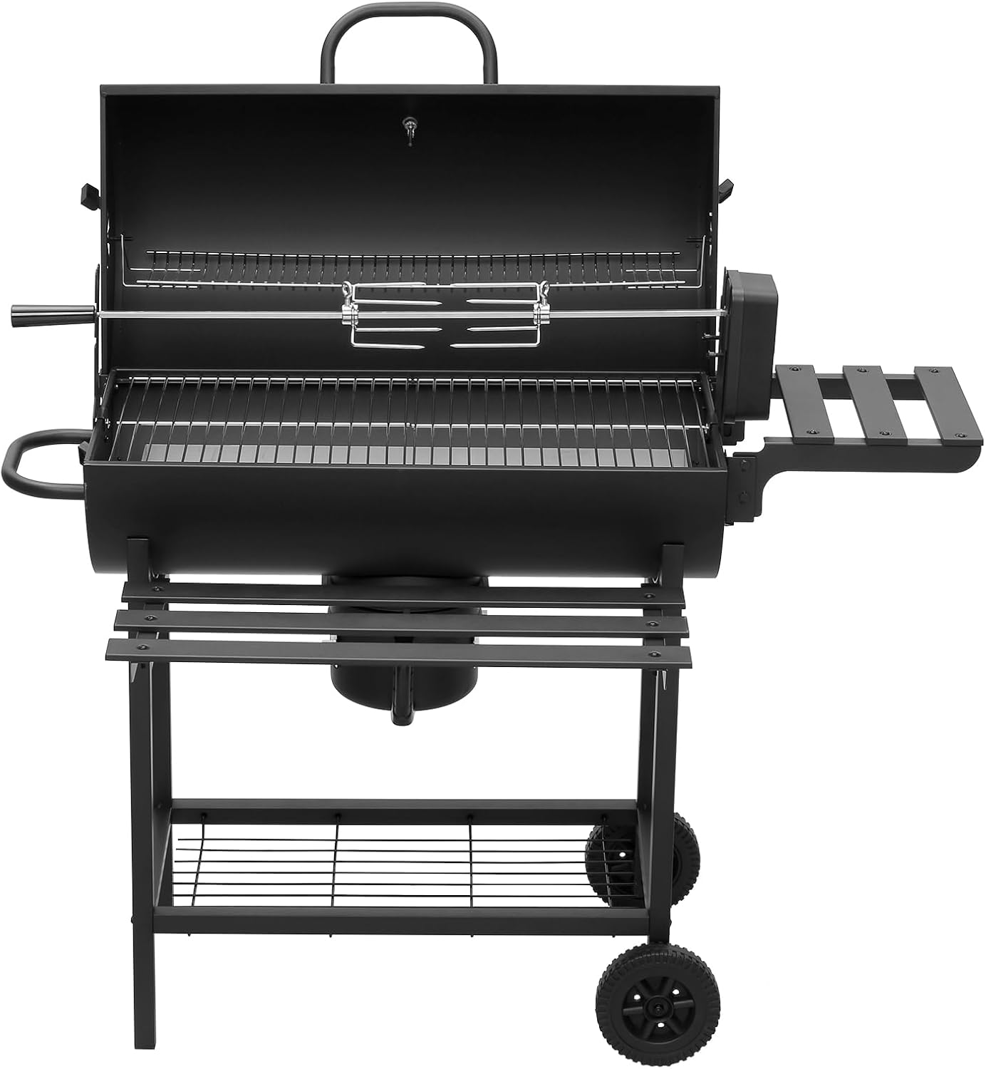 TEENO - Grill XXL - dimensions généreuses - couvercle, thermomètre, tiroir à cendres, gants, évent réglable, grill poule