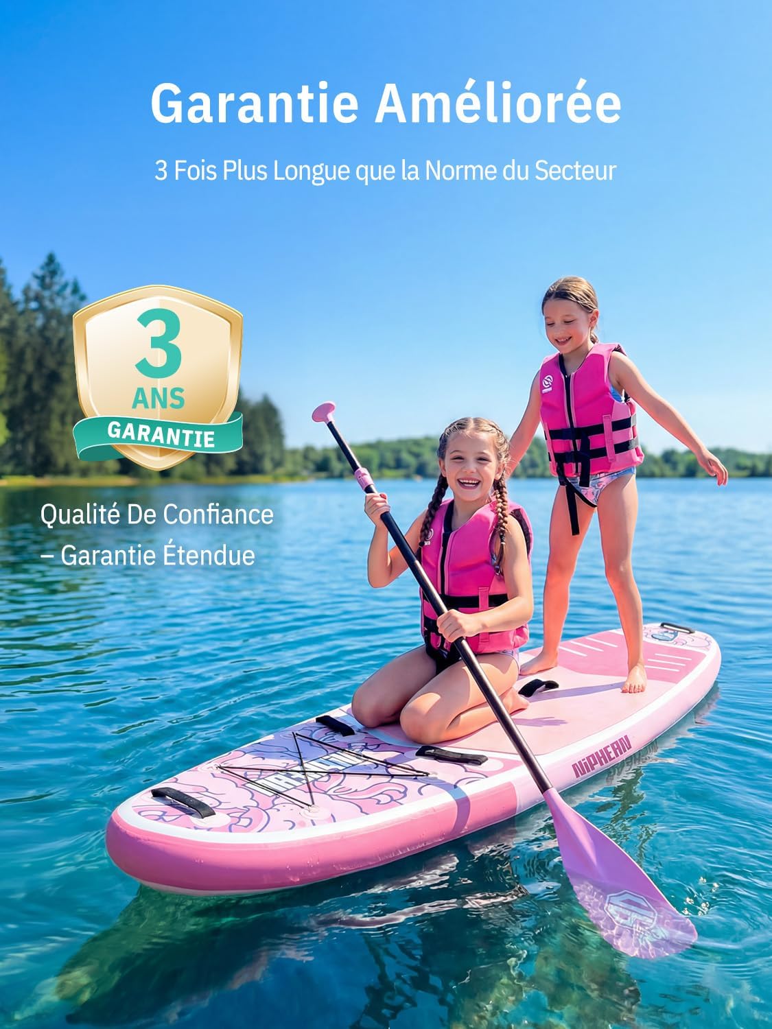 Niphean Paddle Gonflable Adulte avec Tous Les Accessoires, 320cm Planches de Stand Up Paddle Gonflables pour Tous Les Niveaux, Sup avec Capacité 200 kg pour 2 Personnes, Paddle Gonflable avec Siège