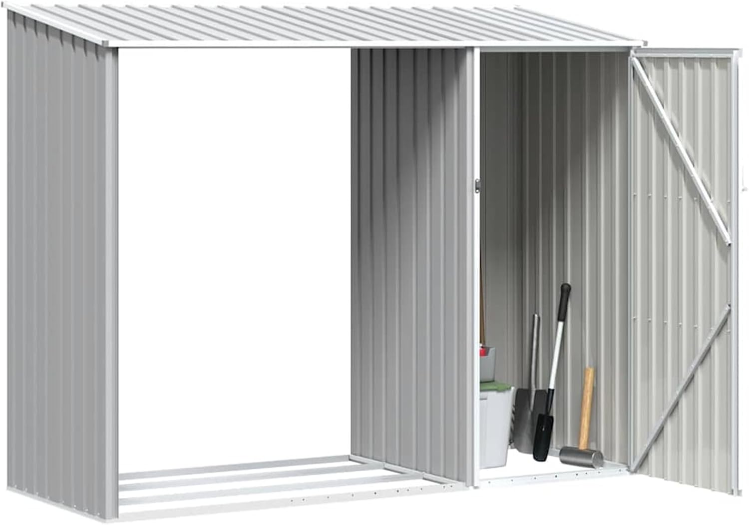 Gecheer - Abri de jardin 2 en 1 - acier galvanisé, grand espace, gris
