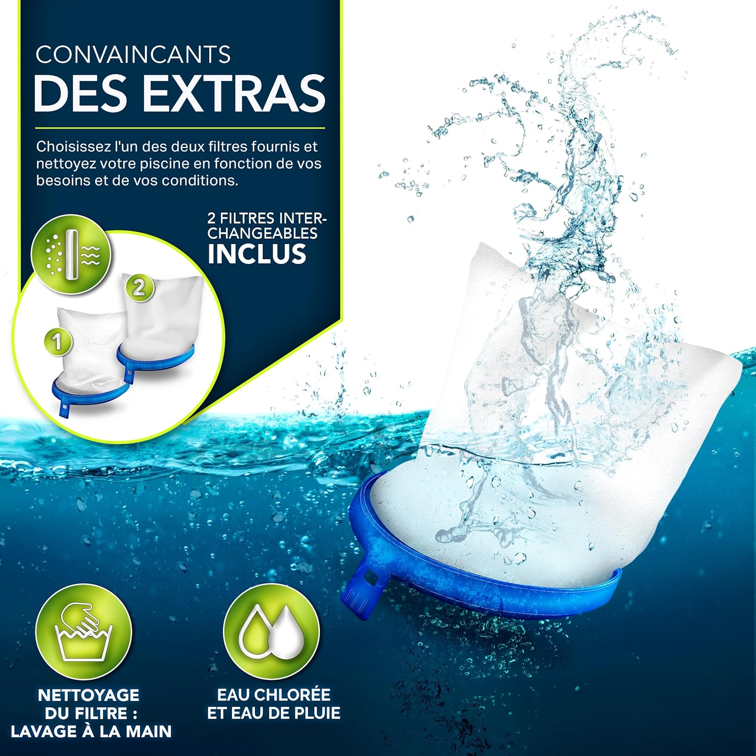 tillvex - Aspirateur piscine électrique - manche télescopique, filtre - autonomie 60 min