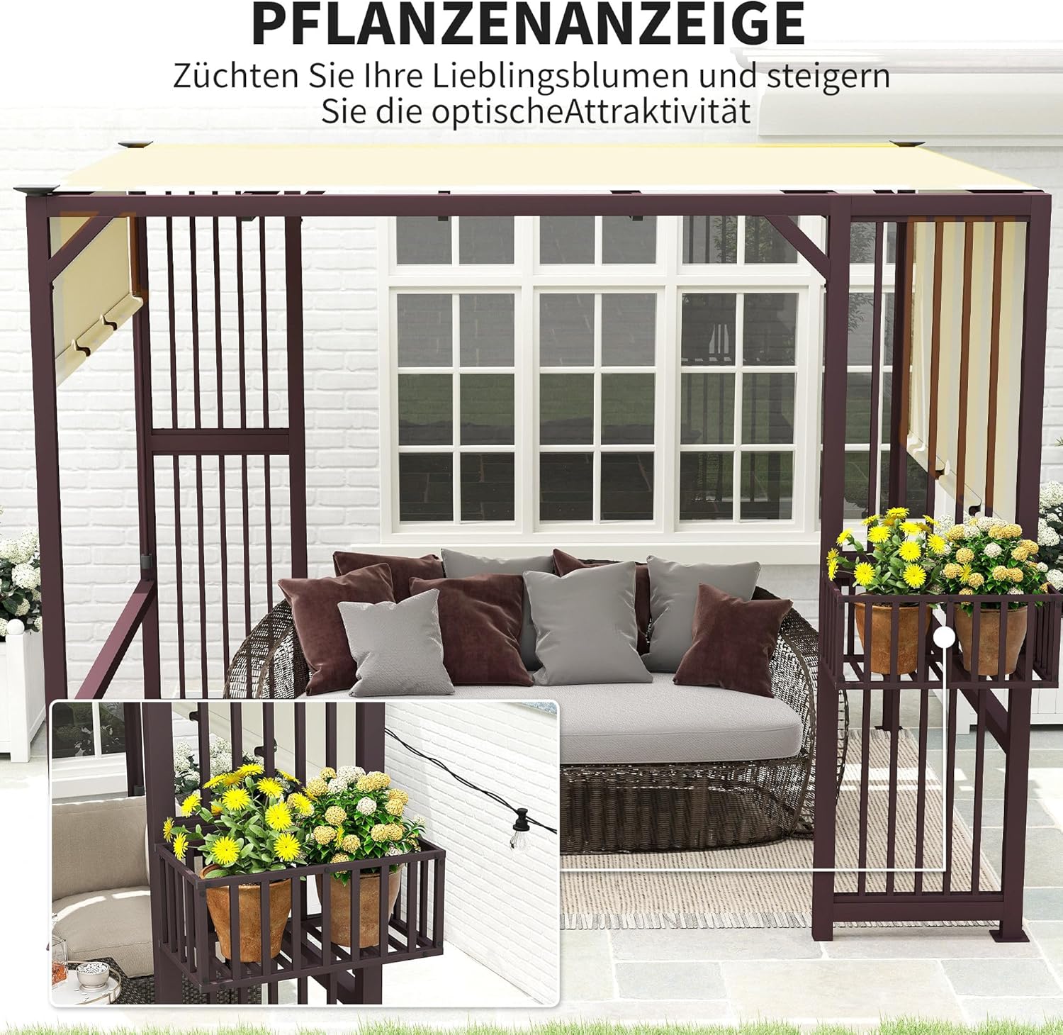 Outsunny - Pergola série UV30+ - 3x2,5m - toit ouvrant, résistante hiver