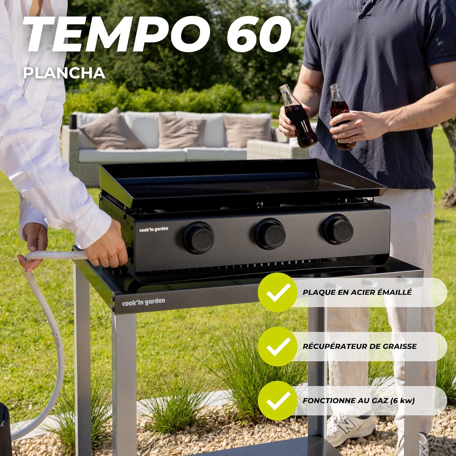Cook'in Garden - Tempo 3 brûleurs - 6 kW - acier émaillé - bac amovible