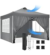 Cobizi Tonnelle 3 x 3, protection UV 50+, pliable, 3 x 3, étanche, stable, résistante à l'hiver, avec 4 parois latérales.