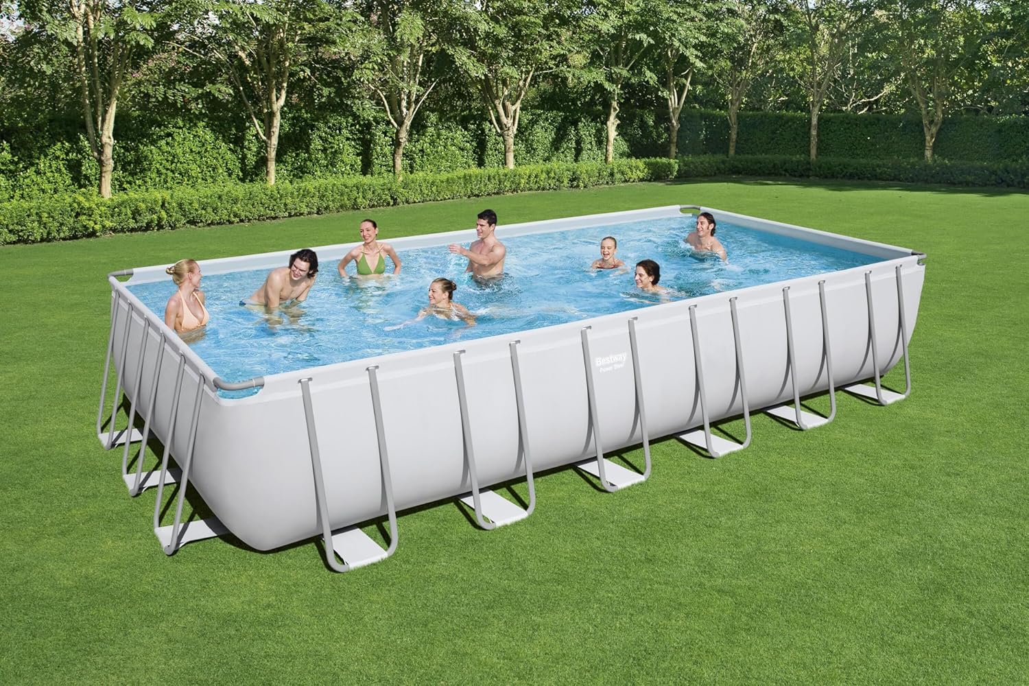 BESTWAY Piscine hors sol rectangle Power Steel gris clair 732 x 366 x 132 cm