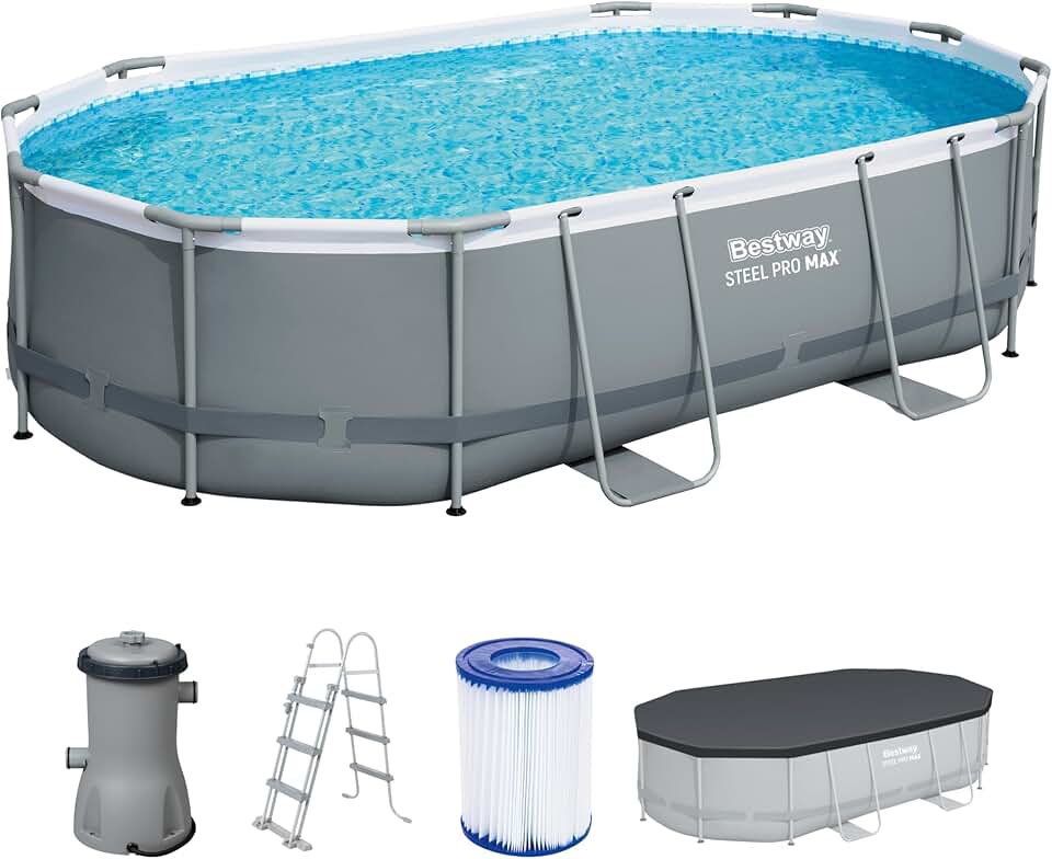 Bestway - Steel Pro Max - 488x305x107 cm - Piscine hors sol gris