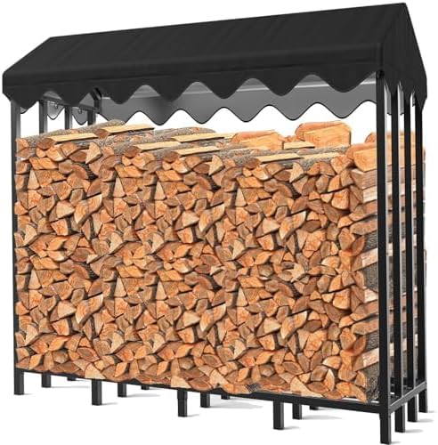 Himimi® Range-bûches d'Extérieur avec Housse de Protection Intégrée, 185 x 70 x 185 cm, Capacité 2,4 m³