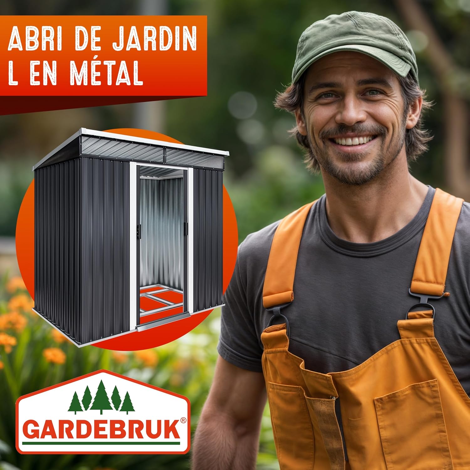 GARDEBRUK - Abri de jardin 3,4m³ 196x122x180cm 2 fenêtres fondation