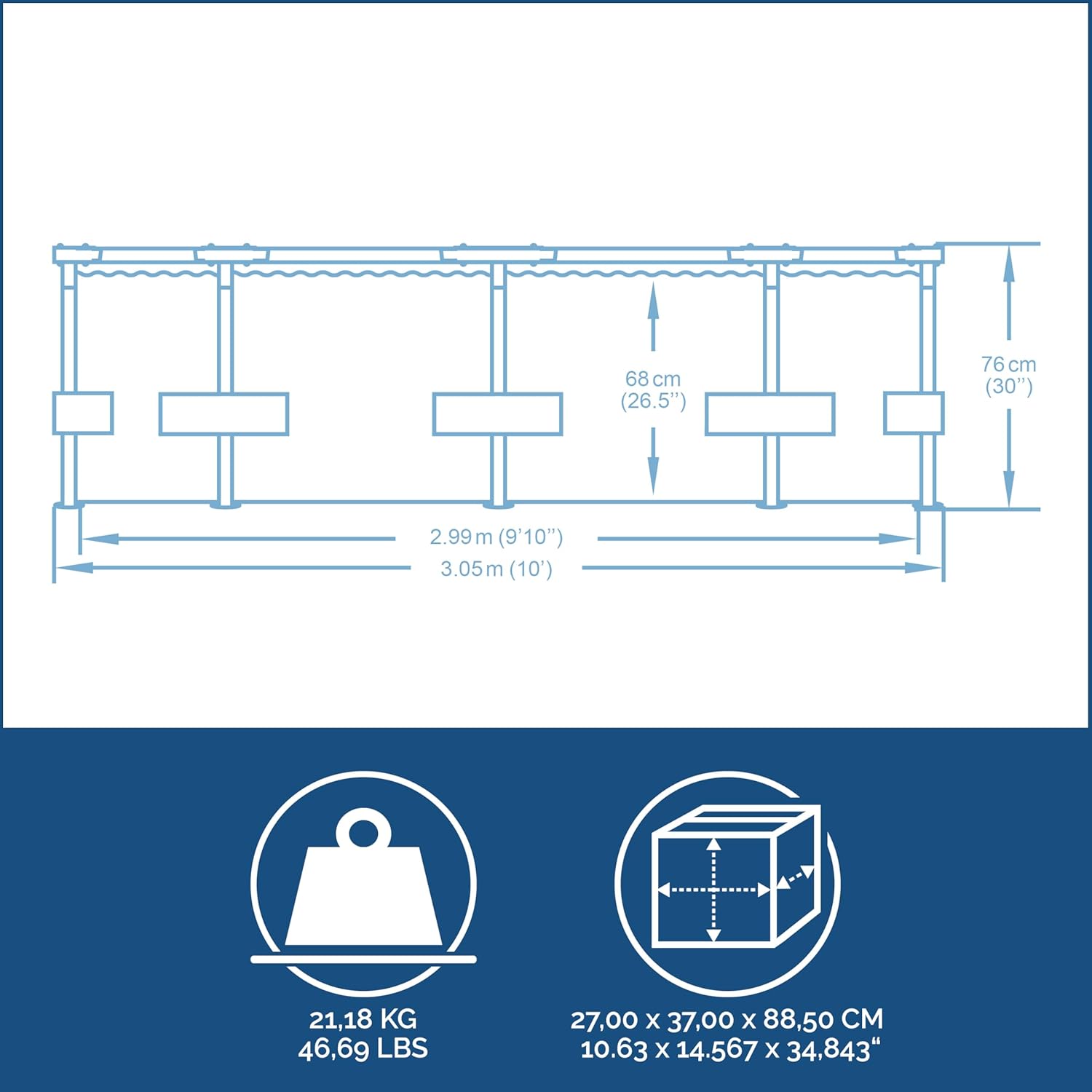 Bestway - Steel Pro Max Frame - Ø305x76cm - piscine avec pompe à filtre