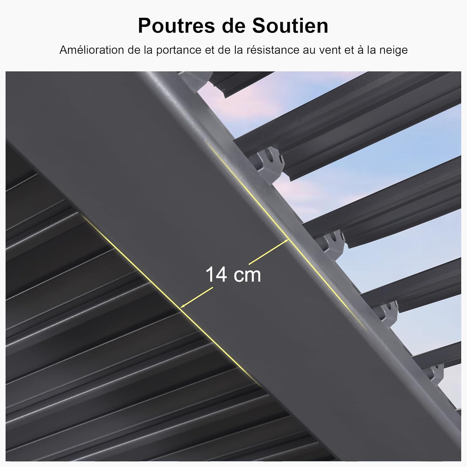 PURPLE LEAF - pergola bioclimatique - 3x3,65m - aluminium, lames orientables, gris