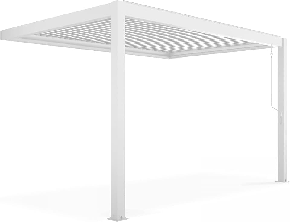 Oviala - Pergola bioclimatique adossée - 3x4 m - aluminium blanc