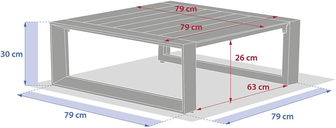 Hespéride - Allure table basse jardin 79x79x30 cm - aluminium époxy