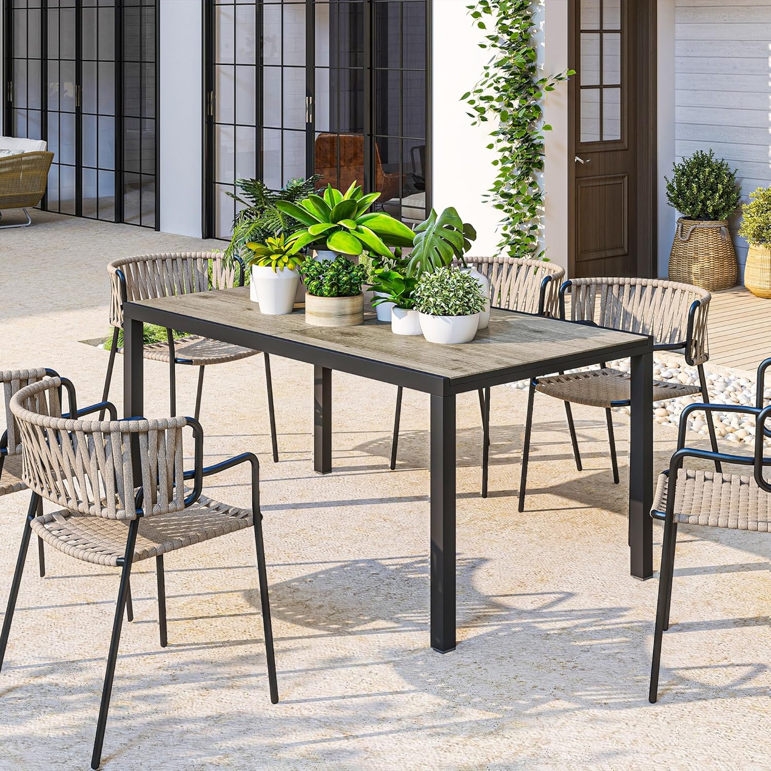 Outsunny - Table Extensible rectangulaire - 160/240 cm - aluminium, acier, 6-8 personnes