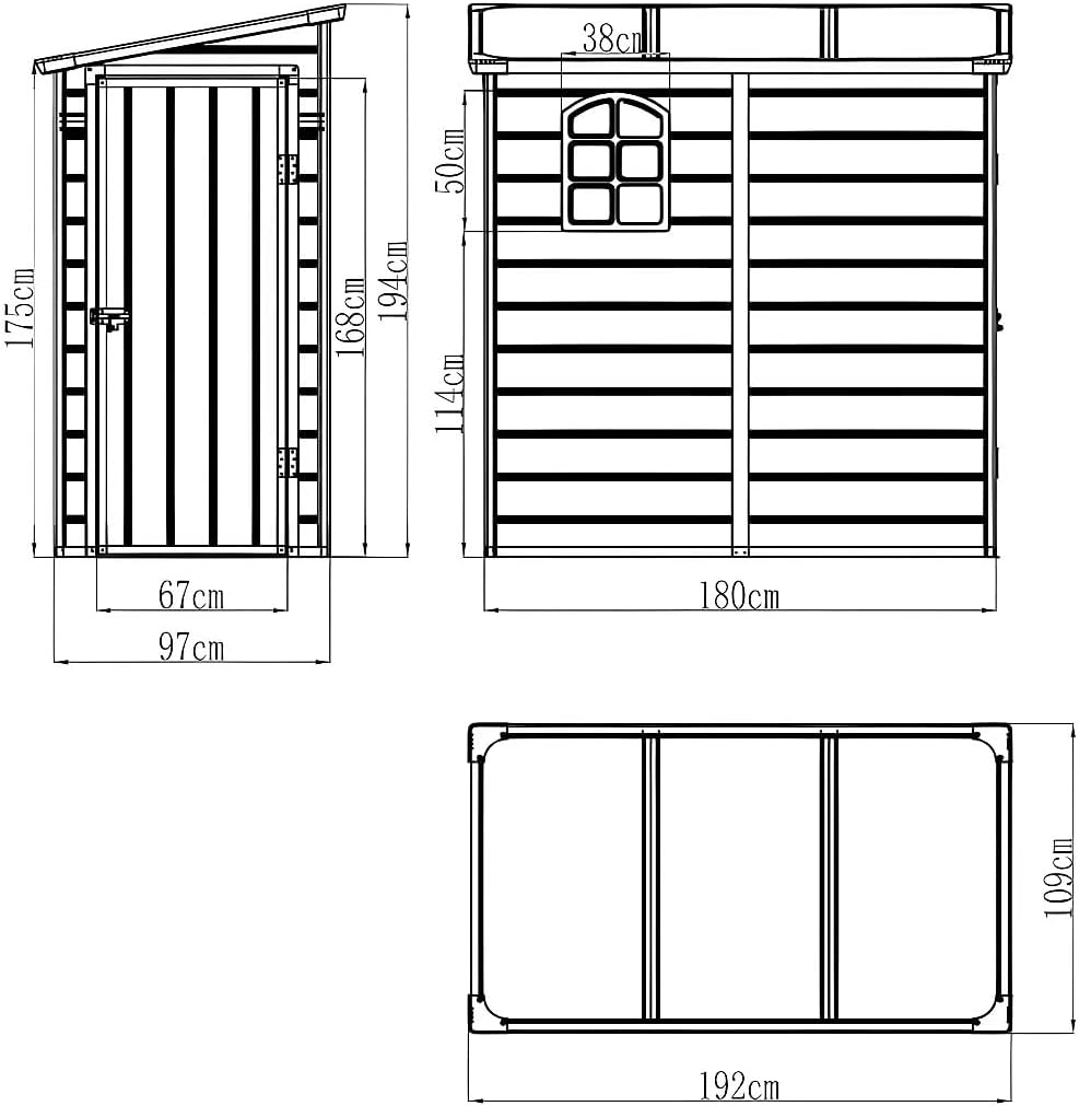 Vente-unique - abri de jardin Alberto - 2,09 m² - résine gris clair