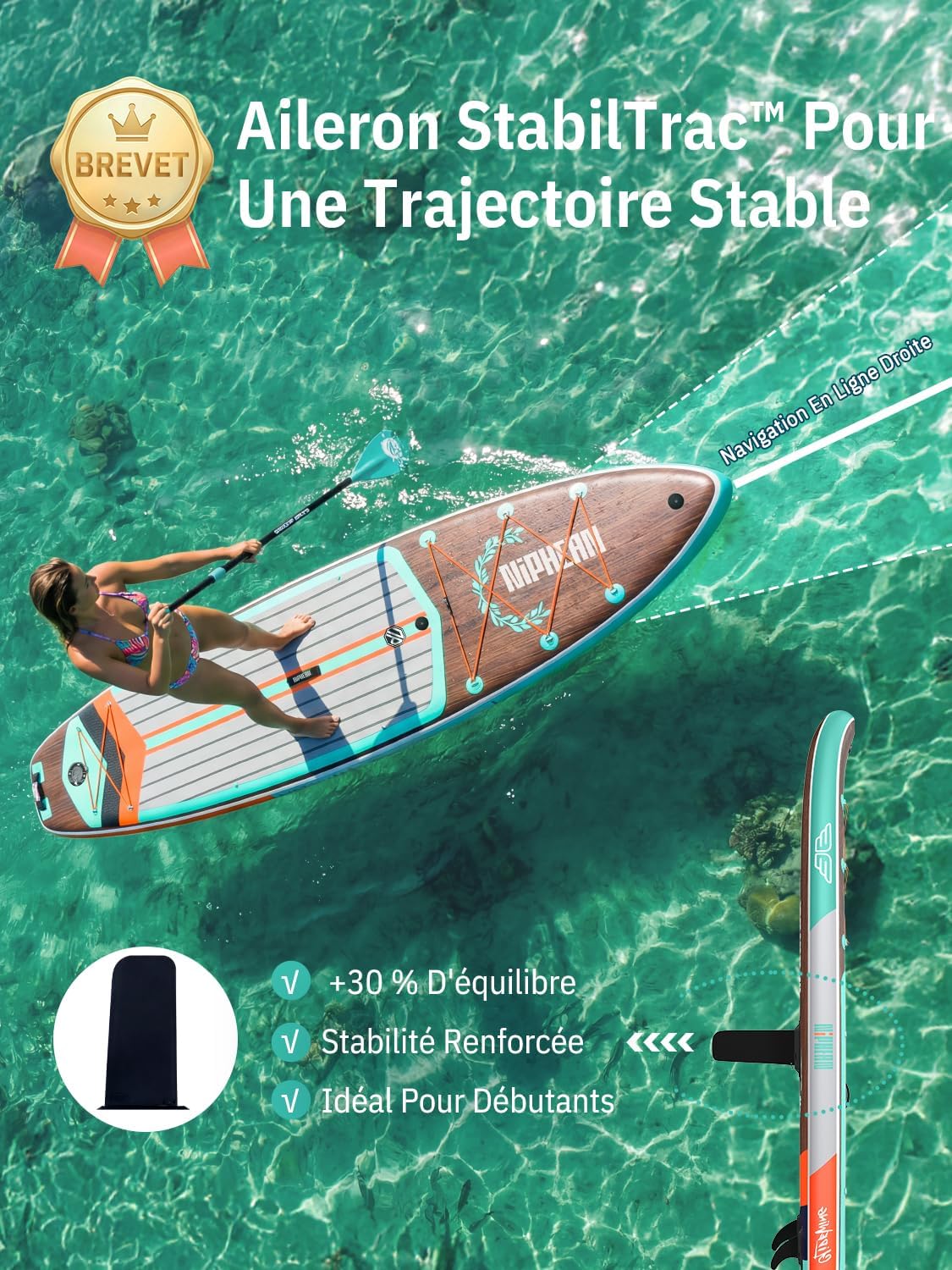Niphean - Extra Large Paddle - 2+1 pers - gonflable, kit débutant, housse étanche