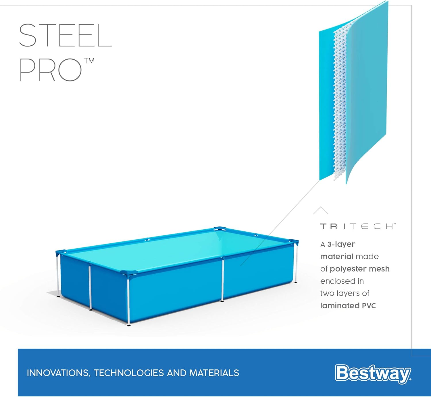Bestway - Steel Pro - 221x150x43 cm - piscine hors sol robuste 56401