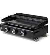 BRASERO - Plancha Silvia Evo 3 Feux Plaque Acier de 67 x 34 cm - 3 brûleurs - Grille de réchauffe...