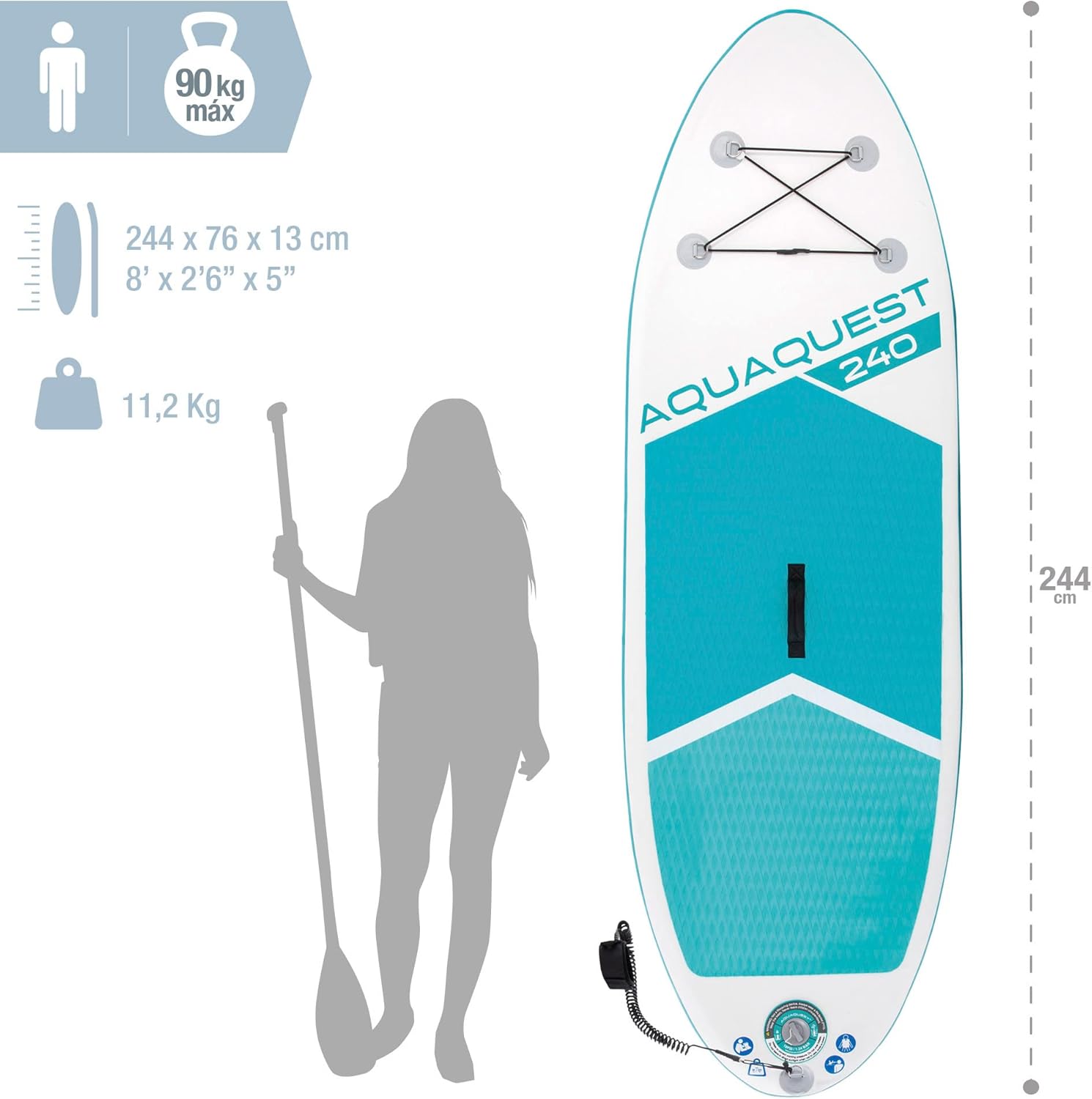 Intex - Aqua Quest 240 - 240 cm - kayak gonflable, 2 places, 68241NP
