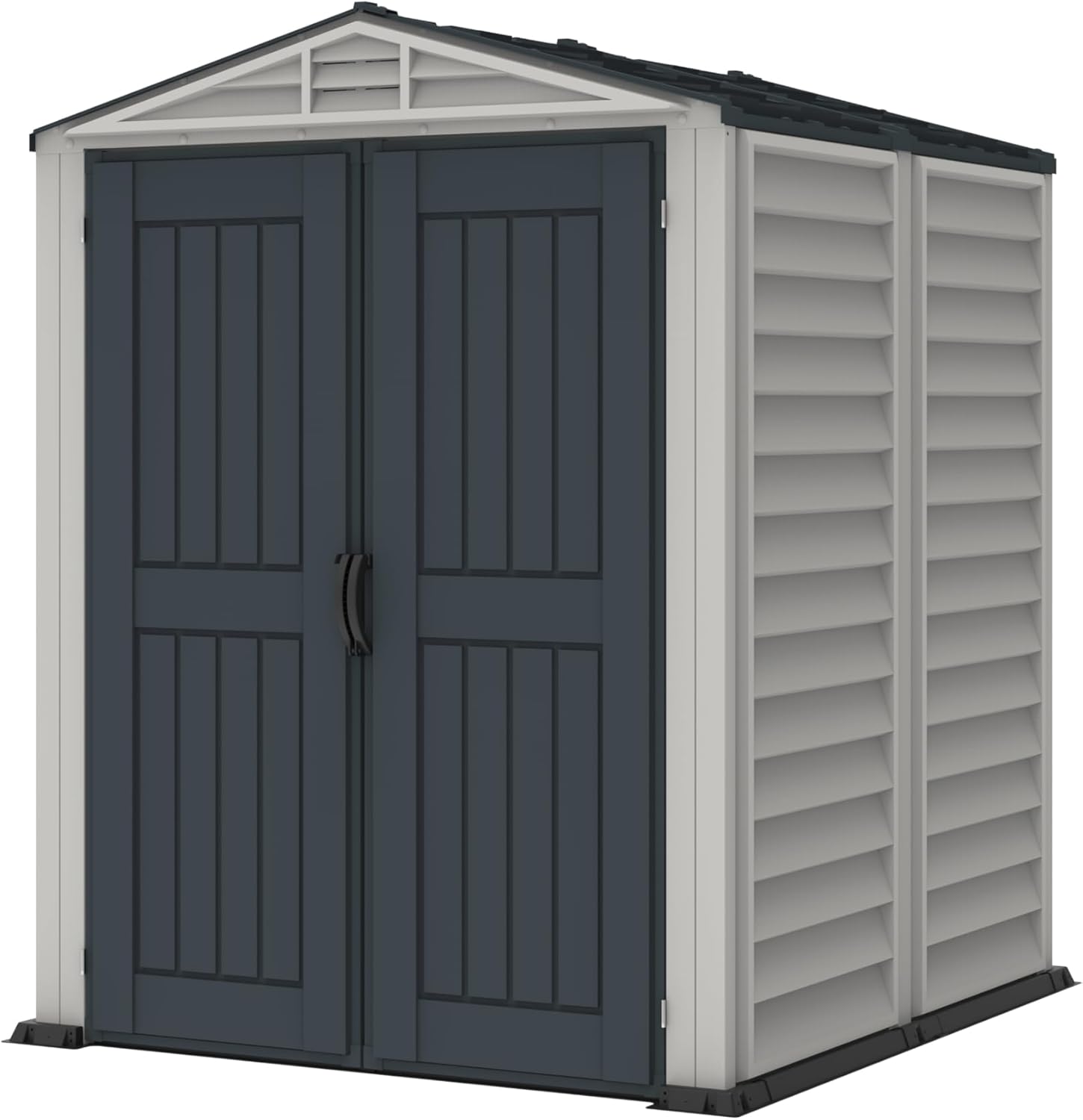 Duramax - YardMate PLUS - 5x5 ft - abri jardin plastique, plancher robuste, toit métal, ignifuge, sans entretien