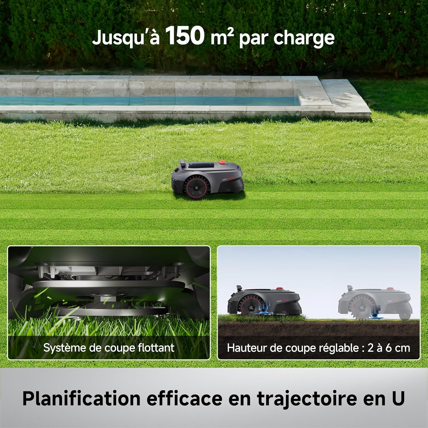 MOVA - ViAX 500 - robot tondeuse 500m² - IA LiDAR, évitement obstacles, ViAX500
