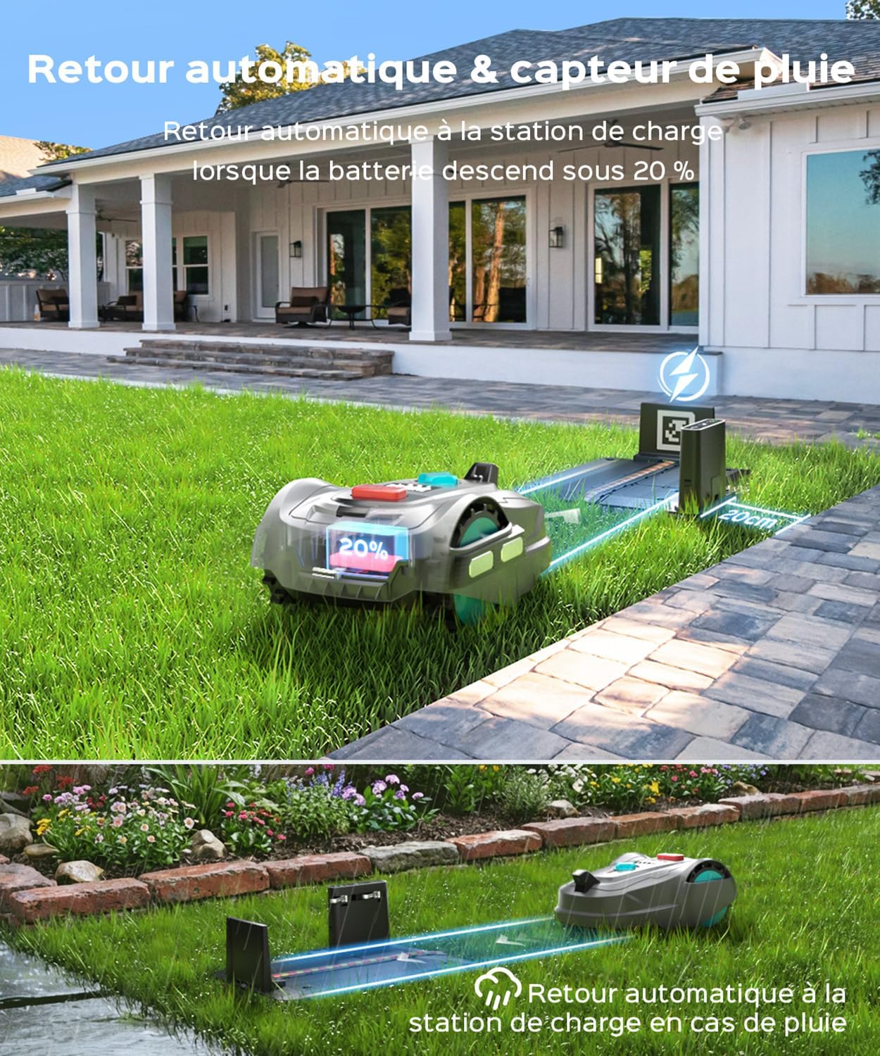 YARDCARE - Tondeuse robot série M800Plus - 800m² - GPS, 3D vision, sans fil, détection 150 obstacles, M800Plus