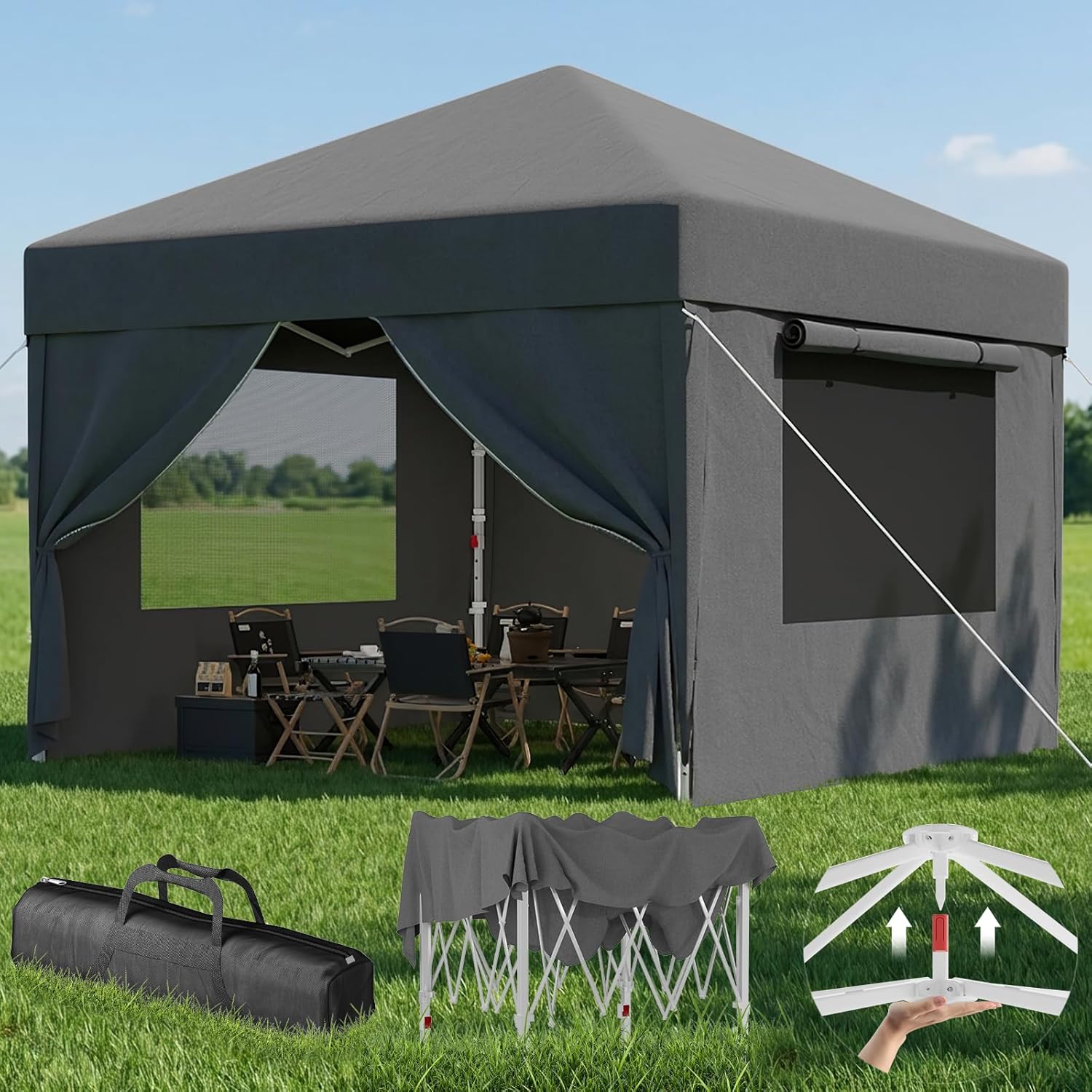 Devoko - tonnelle pliante 3x3m - imperméable, moustiquaire, UV50+