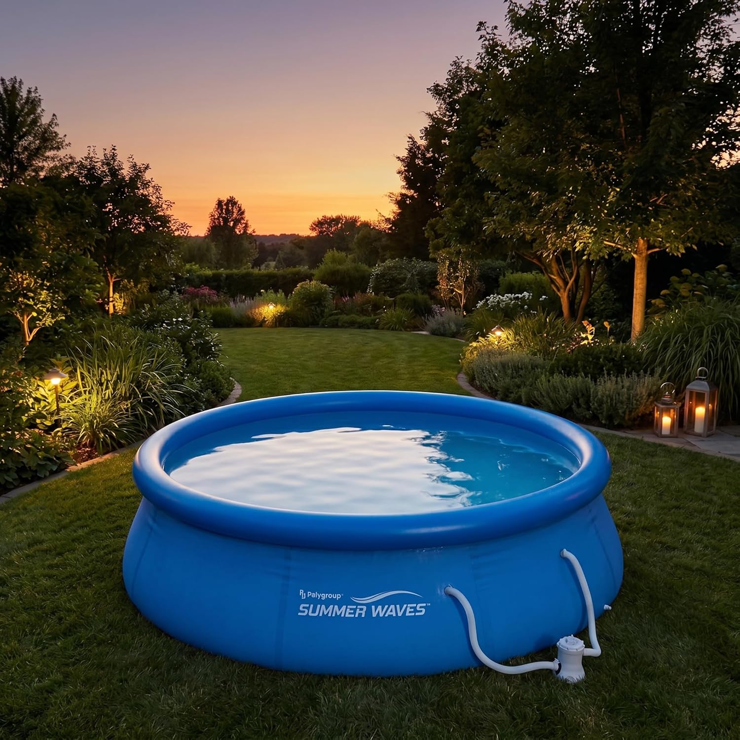 Summer Waves Piscine de 366 x 91 cm, installation rapide, idéale pour la famille, avec pompe de filtration