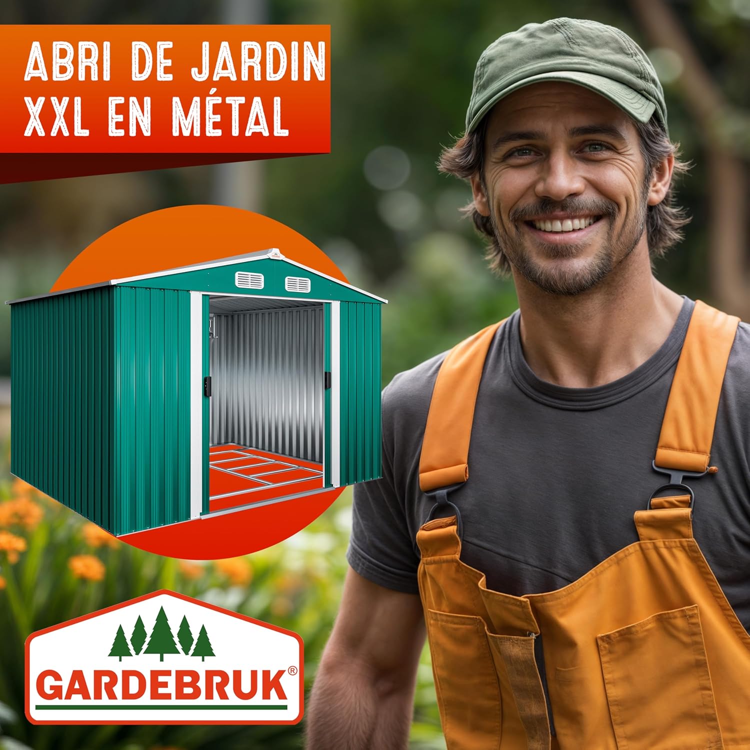 GARDEBRUK - Abri de jardin métal XXL - 260x205x180cm - porte coulissante, fondation, 9m³