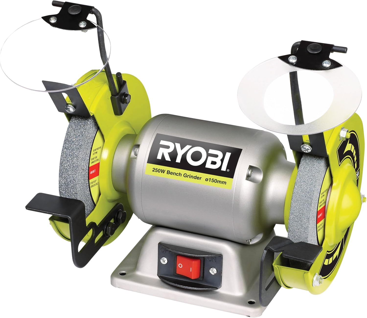 RYOBI - Touret à Meuler Filaire 250W RBG6G1 – 2 Meules Ø150mm, Écran de Protection, Support Réglable, Idéal Aiguisage et Dégrossissage