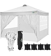 Cobizi Tonnelle 3 x 3 m, étanche, stable, résistante à l'hiver, pliable, avec 4 parois latérales, 3 x 3 m