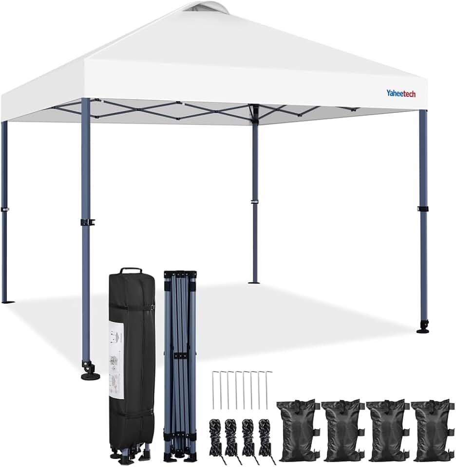 Yaheetech - tonnelle pop-up 3x3m, UV 50+, transport, blanc