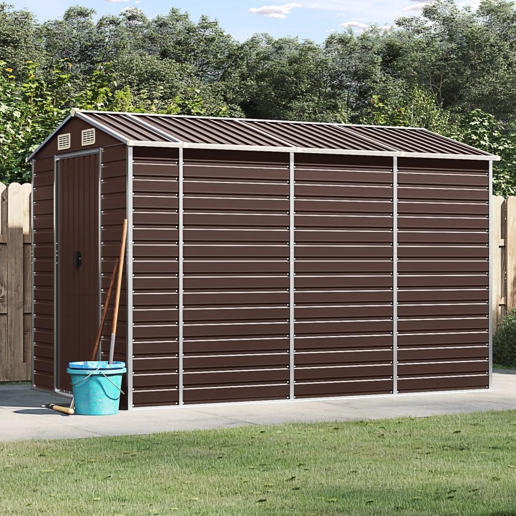 vidaXL Abri de Jardin Marron 191x300x198 cm Acier galvanisé