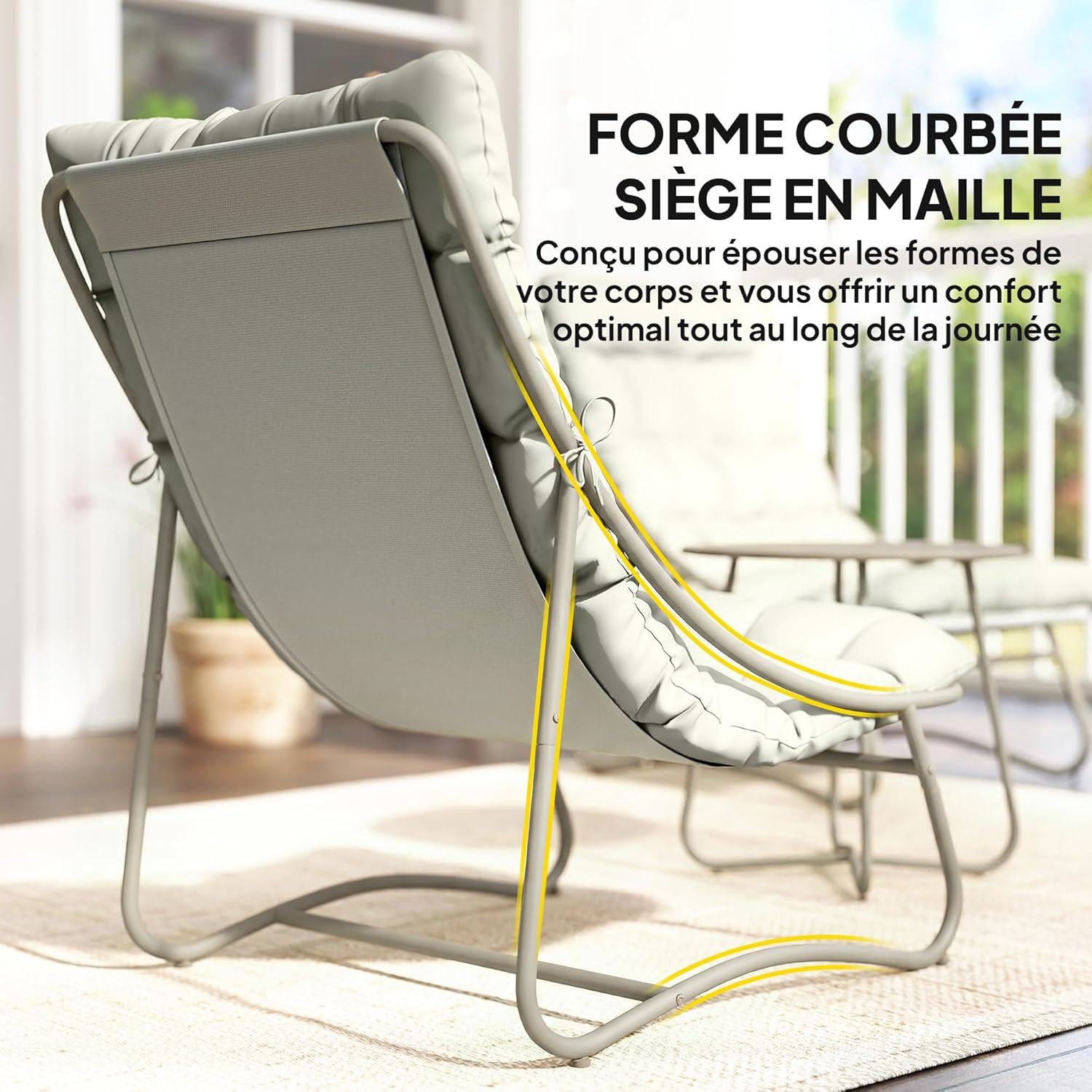 Outsunny - Salon Bistro 3 pièces - table ronde, chaises textilène, coussins - mobilier de jardin métal, 2 personnes, gri