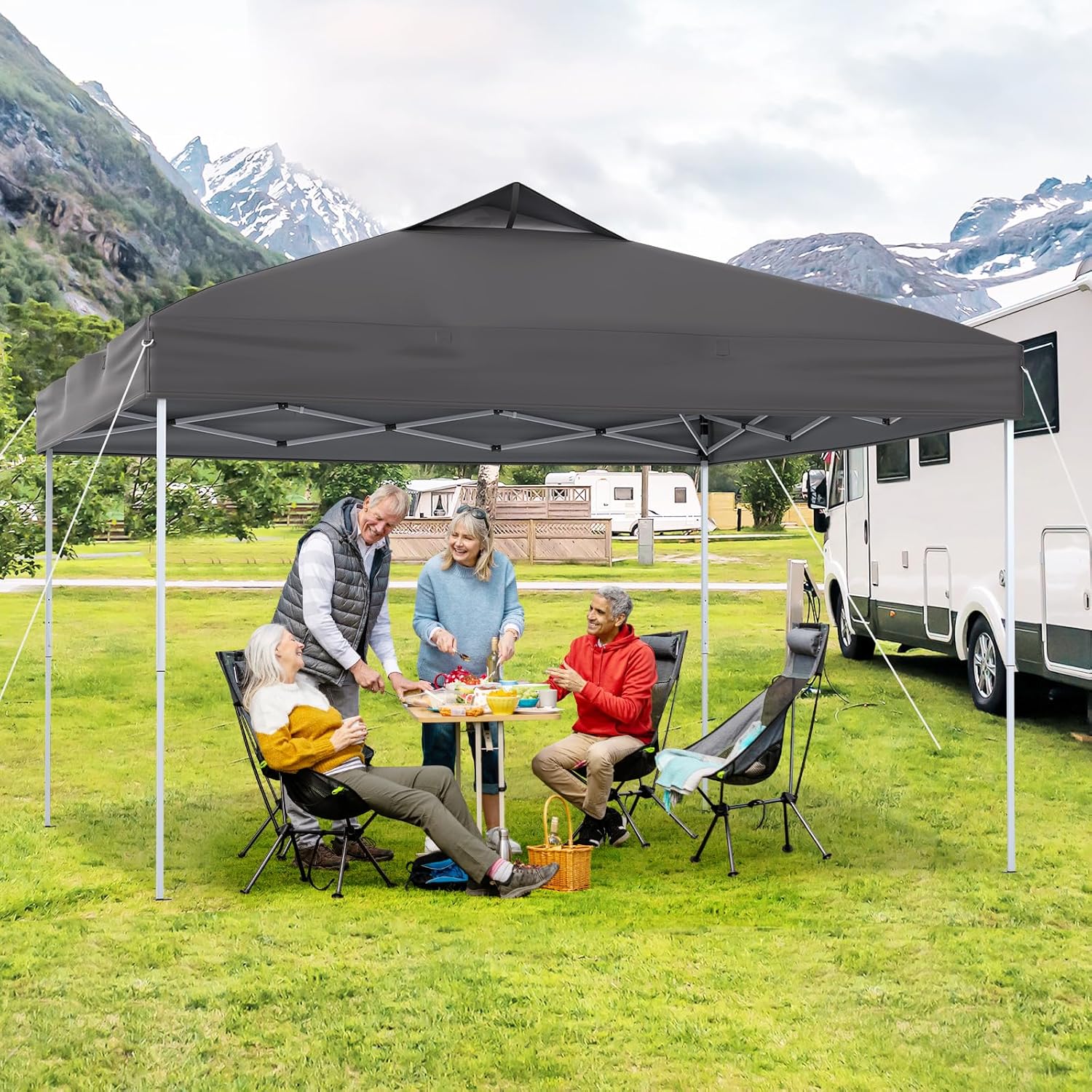 GOPLUS - Tonnelle Pliante Jardin 3x3m, toit ventilé, sac de transport, hauteur réglable