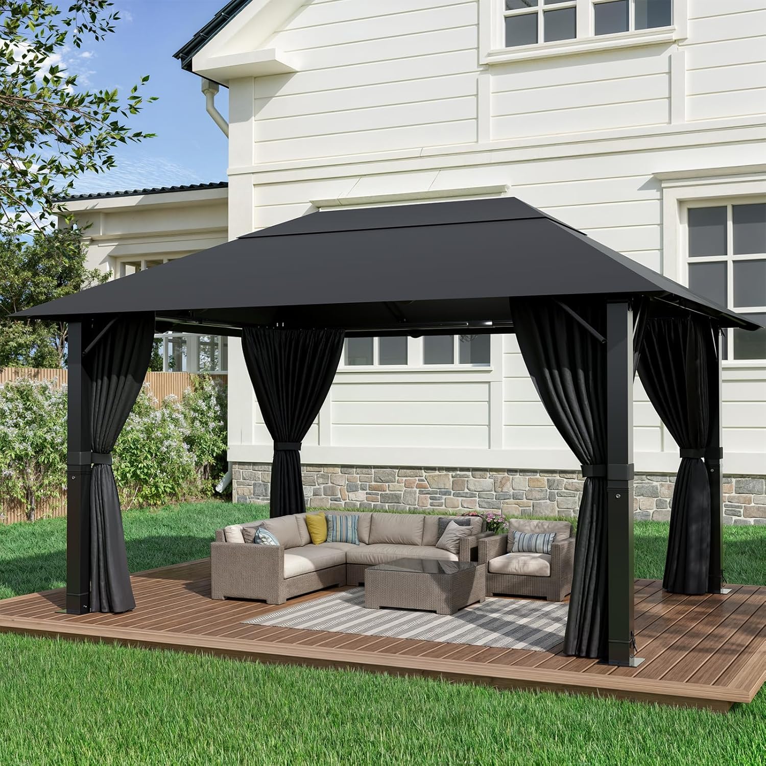 Devoko - tonnelle aluminium jardin série extérieure - 3x4m - imperméable, anti-UV, résistante hiver