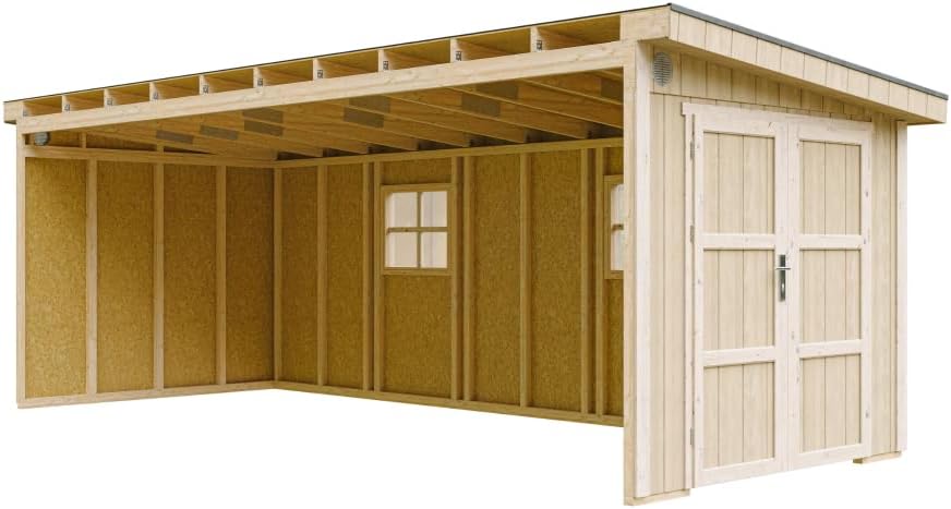 Timbela - Abri de jardin premium 14,3m², panneaux LP, sans plancher, M941B