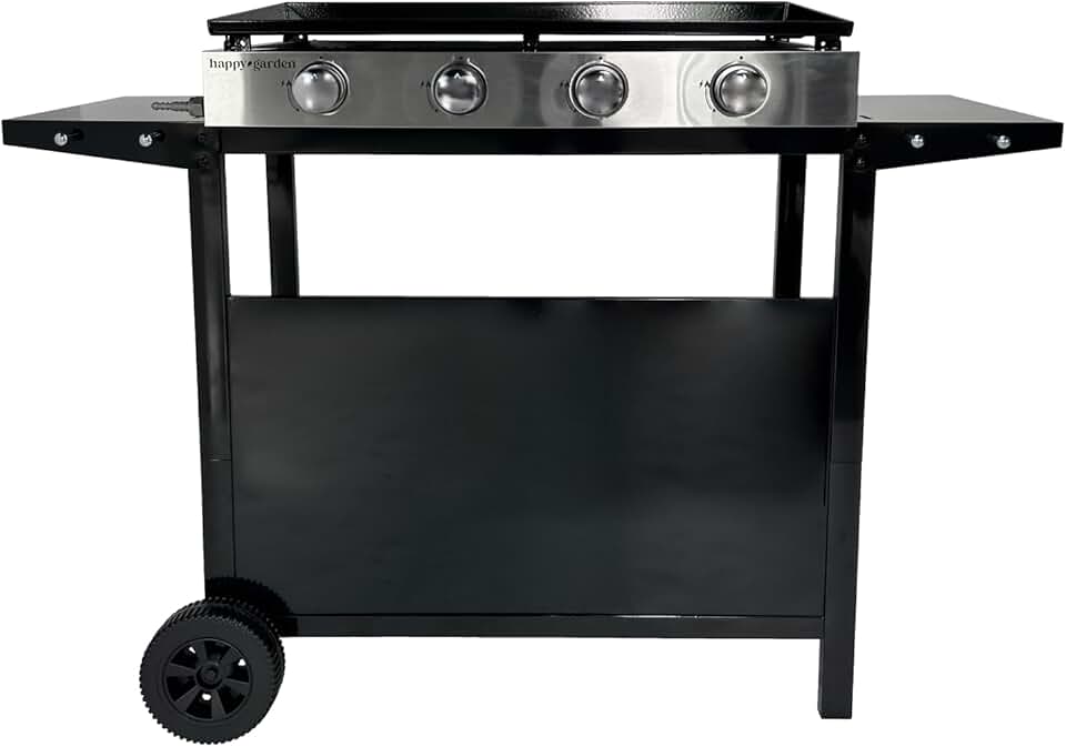 Happy Garden - Plancha Mérida 4 brûleurs avec chariot - gaz - 78x41 cm