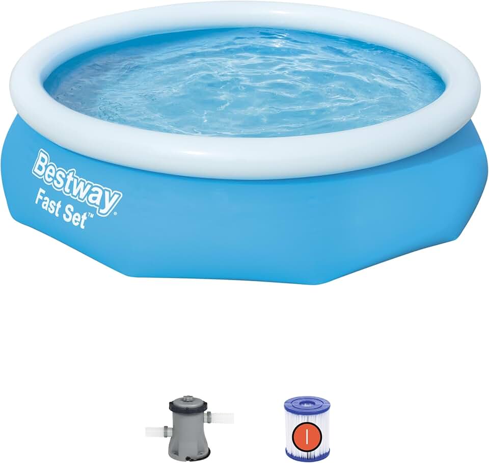 Bestway 57270 Piscine Hors Sol Fast Set Ronde Diamètreètre 305 X 76 cm, Filtre à Cartouche
