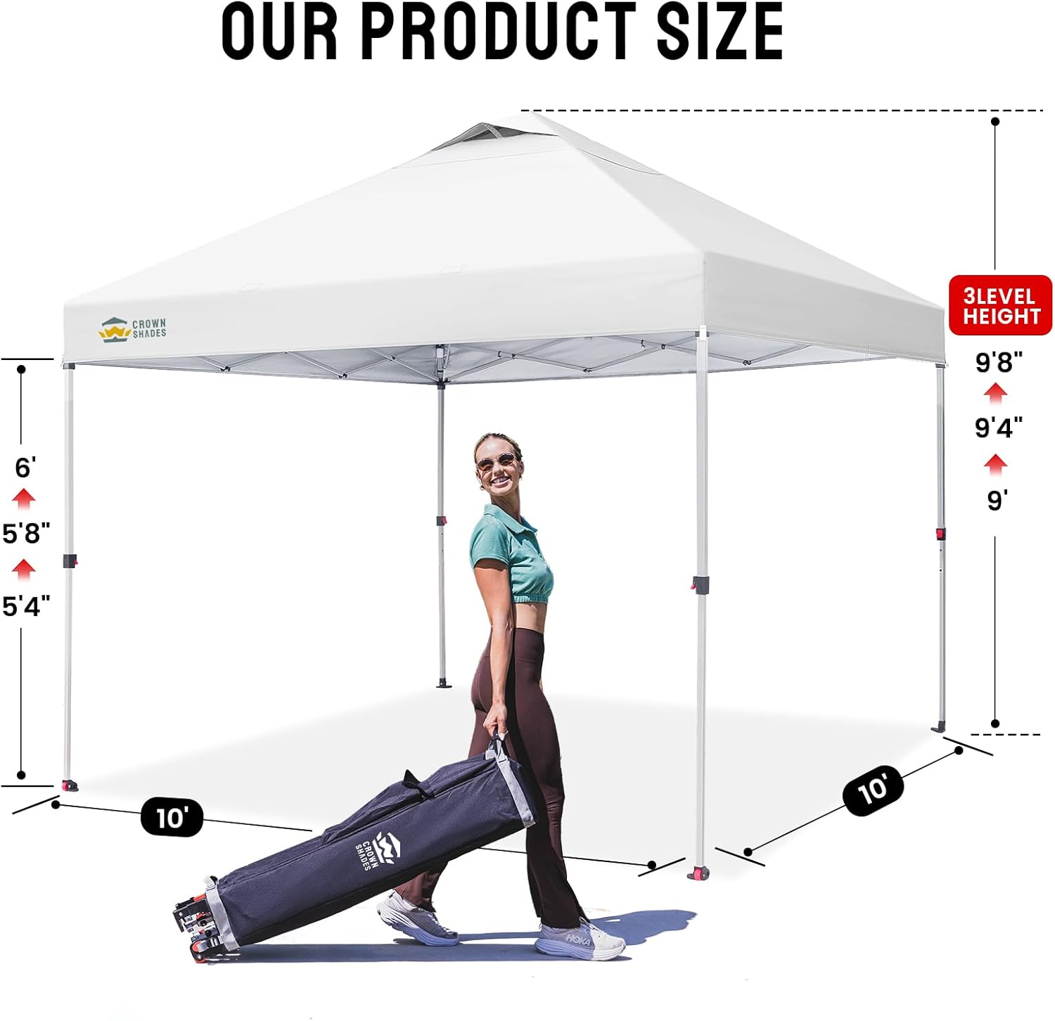 CROWN SHADES - tonnelle pliante - 3x3 m - imperméable, UPF 50+, sacs de sable