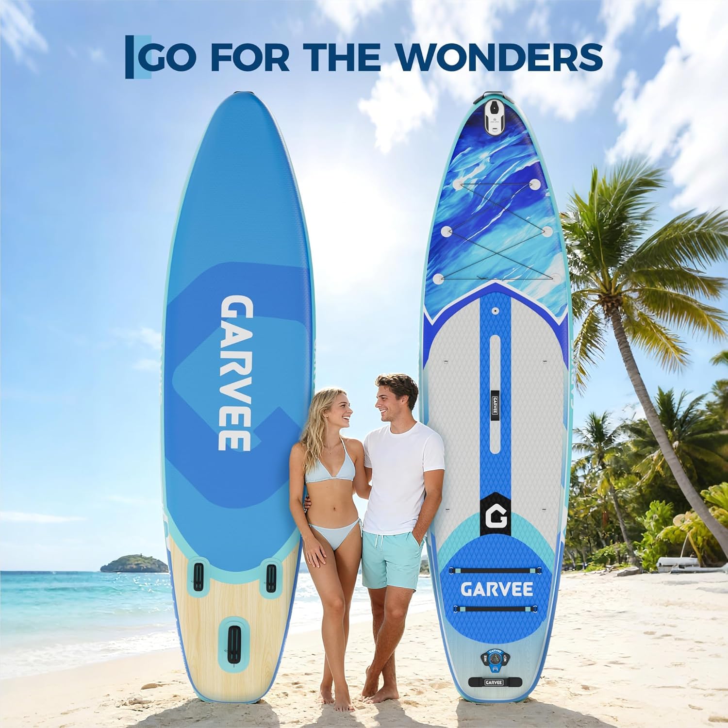 Garvee Sup Gonflable 10'6'' (323x81x15cm) – Large et Stable, Surface antidérapante EVA – Capacité 200 kg – 3 ailerons – Accessoires Inclus – Taille : 323 * 81 * 15