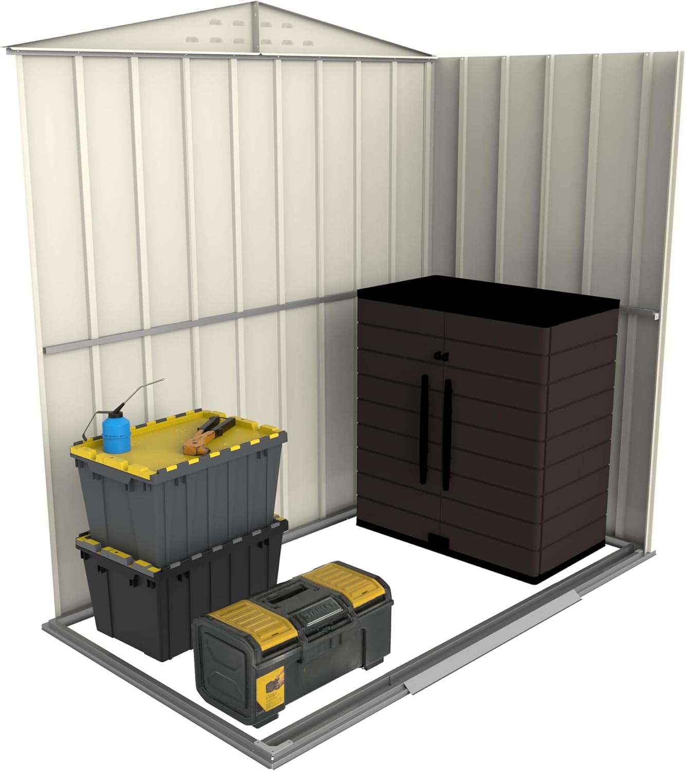 Duramax TOP Shed 6 x 4 (2.17 m²) Abri de jardin en métal, fabriqué en acier galvanisé, structure de toit renforcée, abri de jardin en métal sans entretien et résistant aux intempéries, Grain de bois